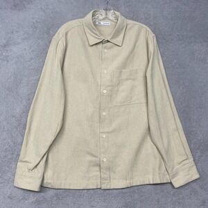 Zara Shirt Mens Extra Large Beige Long Sleeve Cotton Button Casual Pocket